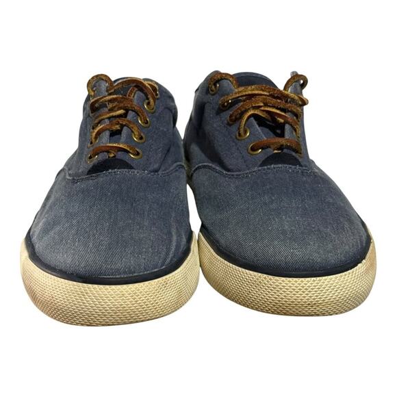 Polo Ralph Lauren Vaughn Washed Blue Canvas Sneakers Men's Size 10.5 Boat Shoes - Picture 3 of 8